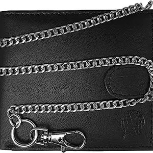 K London Real Leather Mans Mens RFID Blocking Bifold Wallet with Belt Key Chain (Black) (12506_blk_roam)