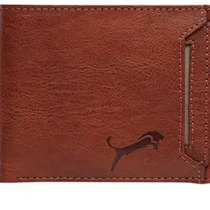 WILD EDGE Genuine Leather Tan Men's Wallet with Thread Detail - Stylish Leather Wallet for Men - Bi-Fold/Two-Fold Wallet for Men