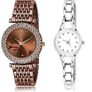 NEUTRON Present Analog Brown and White Color Dial Women Watch - G573-G597 (Pack of 2)