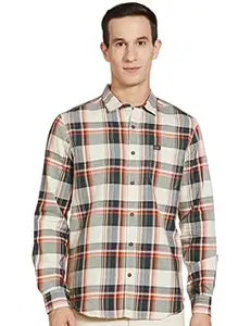 The Indian Garage Co Men Slim Fit Checkered Full Sleeves Cutaway Collar Casual Shirt