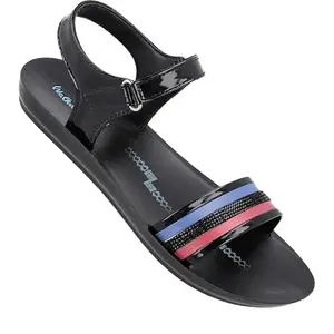 WALKAROO Sandals For Womens|Light Weight and Comfortable|Stylish and Soft Cushion|WL7873 - Black
