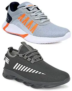 Shoefly Men's (9307-9310) Multicolor Casual Sports Running Shoes 8 UK (Set of 2 Pair)