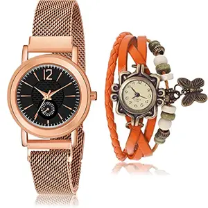 NEUTRON Tread Analog Black and White Color Dial Women Watch - GW38-G62 (Pack of 2)