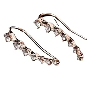 RVM Jewels Big Dipper Stud Earring On Ears With 7 Rhinestone Design Ear Crawler on Rose Gold for Girls and Woman