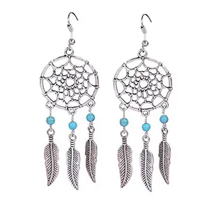 Aaishwarya Silver Feather Charm Earrings For Women & Girls