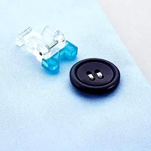 Jasol Button Stitch Plastic Foot Stitch for All Automatic Sewing Machines Snap On Button Presser Foot Suitable for Singer Usha Brother Pack of 1 (Blue Color)