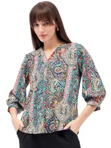 Winza Designer Women's Satin Multicolor Printed Tops for Women | Girls Jeans Top