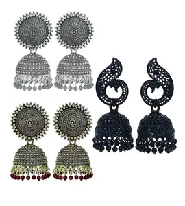 Multicolor Oxidised Jhumka earrings combo Set for Women And Girls (3 pair)
