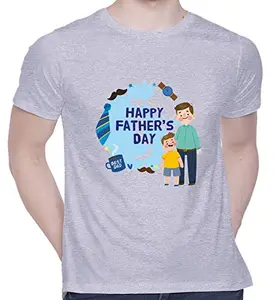 CreativiT Graphic Printed T-Shirt for Unisex Happy Father's Day Tshirt | Casual Half Sleeve Round Neck T-Shirt | 100% Cotton | D00663-147_Grey_XXX-Large