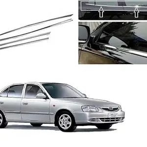 AUTO MOTO AutoMoto Car Window Lower Garnish/Chrome line Beading/Silver molding Stainless Steel Compatible with Hyundai Old Accent 2009 to 2013