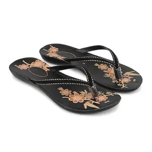 DRACKFOOT Women Slipper | Fashion Slipper | Casual & Formal Sandals | Stylish, Comfortable & Durable | For Daily & Occasion Wear Black-(SLIP-020-7)