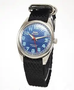 Discover Diamonds HMT Pilot Blue Color Dial Radium Hands 17 Jewels para Shock Mechanical Hand-Winding Men's Wrist Watch