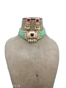 Latest Stylish Stone Studded Jewellery Set for Women |Festive Wedding Party Necklace Earrings|JS_297|