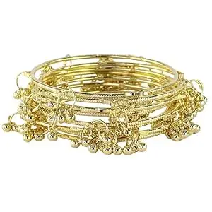 BANGLESKART Royal Alloy Kashmiri Ghungroo Bangle For Women & Girls | Metal Churi Jewelry | Bangles For Wedding | Traditional Designer Ethnic Look | Gift For Festival, Party & Daily - Set Of 8