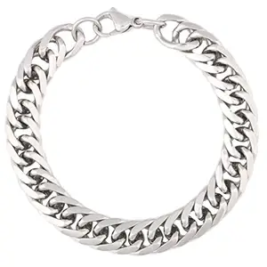 ZIVOM® 316L Stainless Steel Classic 3D Curb S Rhodium Plated Bracelet For Men