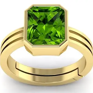 BALATANK 9.00 Ratti / 8.15 Carat Certified Natural Green Peridot Gemstone Adjustable Ring/Anguthi for Men and Women
