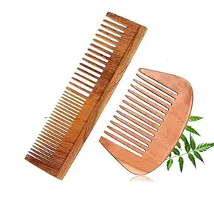 BODE Kacchi Neem Comb, Wooden Comb | Hair Growth, Hairfall, Dandruff Control | Hair Straightening, Frizz Control | Comb for Men, Women | Treated with Neem Oil, Bhringraj & 17 Herbs (STYLE-7)