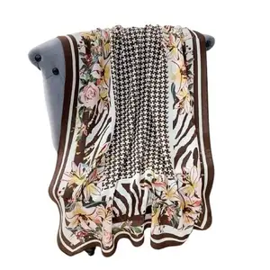 Elegant Girl's & Women's Silk Stoles| Geometric Pattern| Striped Border| Patti & Flower design| Scarf For Women & Girl's Lightweight Soft Scarves (Multicolour)