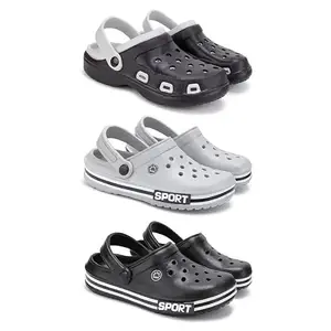 DRACKFOOT Lightweight Classic Clogs || Sandals with Slider for Men-Combo(3)-3018-3016-3014-8 Black
