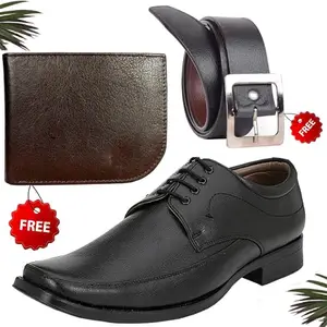 Graceful Formal Shoes/Party Shoes/Shoes Combo with Free Wallet & Belt for Men and Boys (BAZAAR2718_TCC-BR-1002) Multicolor