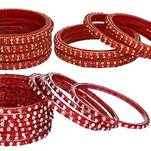 Colorful Glass Bangles/Kada Set Combo Ornamented with Colourful Chips & Beads_Bridal1622 (AkBang2-AQK1.c_bang)