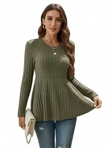 SILES FASHION Women Casual Flared Sleeve Self Design Top Stylish Regular Fit Soft Fabric Trendy Office Party Top