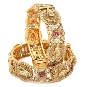 Shining Diva Fashion Bangles Set for Women Girls Set of 2 Traditional Latest Stylish Design Wedding Party (16503b_2.8)(Gold)