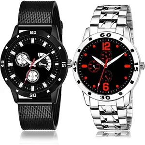 NIKOLA Collegian Analog Black and Silver Color Dial Men Watch - BRM39-(69-S-19) (Pack of 2)