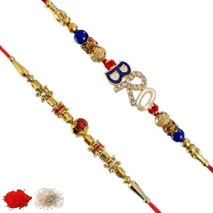 Rakhiya.com Designer Rakhi set of two, Multicolour rakhi, combo of two (set of 2), With Roli Chawal Packet 0382