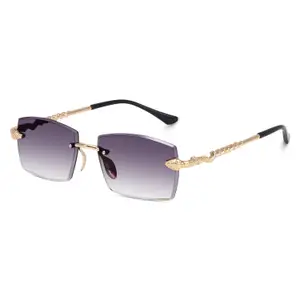 Visit the Dervin Store Dervin UV Protected Retro Rectangular Rimless Sunglasses for Men and Women