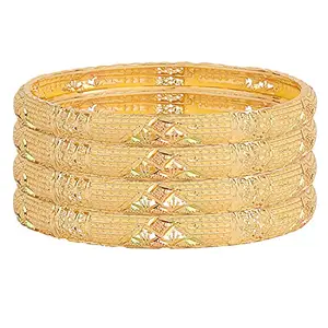Shining Diva Fashion Set of 4 Latest Traditional Stylish Gold Plated Bangles for Women (Golden) (11783b_2.6)