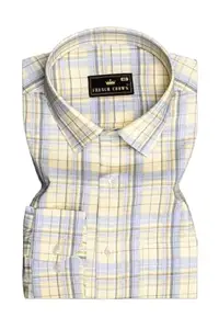 Sapphire Sun-Janna Yellow and Mercury Blue Plaid Twill Premium Cotton Semi Formal Shirt