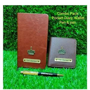 My Giftskart Men's Combo Pack of Wallet, Pocket Diary & Pen| Best Gift for Men's | Customized Men Gifts for Birthday