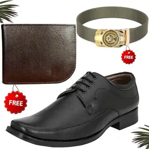 Latest Trendy Formal Shoes/Party Shoes/Shoes Combo with Free Wallet & Belt for Men and Boys (BAZAAR2747_TCC-BR-1002) Multicolor