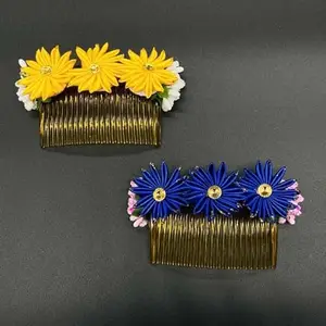Vinshbond Flower Hair Comb/Comb Flower, HandMade Hair Comb For Woman & Girls Pack 02,Color-Multi.