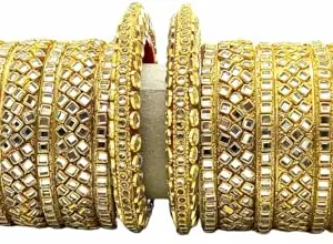 AAPESHWAR Plastic Gold-plated Beautiful Traitional Chudas/Bangle Set for Women and Girls (Gold, 2.4) (Pack of 1)