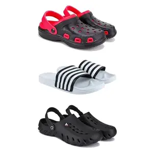DRACKFOOT-Lightweight Classic Clogs || Sandals with Slider Adjustable Back Strap for Men-Combo(SP)-3017-3026-3144-7 Black