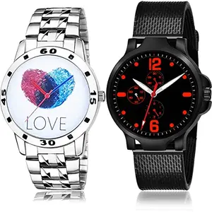 NIKOLA Present Analog Silver and Black Color Dial Men Watch - B812-(69-S-10) (Pack of 2)
