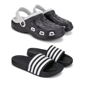 WINGSCRAFT-Lightweight Classic Clogs | Sandals |Slider Adjustable Back Strap for Men-Combo(2)_S-3018-3024-7 Black