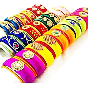 THREAD TRENDS hot selling multi color Silk Thread bangles full set of 24 big bangles and 48 small bangles (size-2/2)