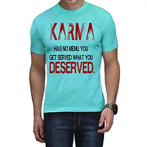 Casotec Karmaa Designer Polyester Sports Round Neck T-Shirt - Sky Blue
