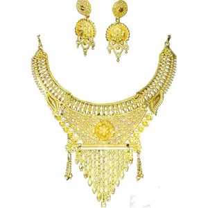 Party One Gram Gold Forming Premium Long Haram and Choker Multi Color Jewellery Necklace/Juelry/jwelry Set Jewellery for Women