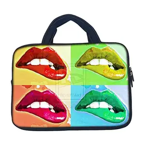 TheSkinMantra Chain Laptop Sleeve Bag Compatible with Laptop/Macbooks/Chrombook/Notebook/Zbook (13.3 Inch (Handle), Hot Lips)