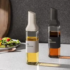 BlaqHour Automated Glass Oil Dispenser for Effortless Cooking and Precision Pouring in the Kitchen - Perfect for Oils, Olive Oil, Vinegar, Soy Sauce, (White Design, Single Pack)
