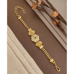 Generic Gold Brass Bracelet | Link for Women | Artificial Stones | Free Size | Bracelets_FS_7fb3z4