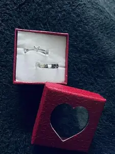 Men Valentine Smart Temperature Combo Ring Silver & Black (IR1914)