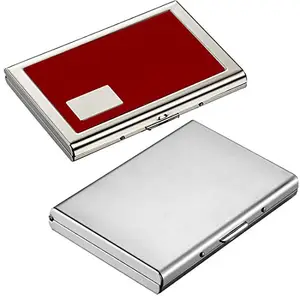 Stealodeal Silver with Red Debit/Credit ATM|Combo of 2| Metal Card Holder (Unisex)