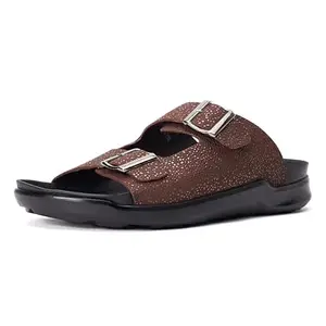HITZ Men's Black Leather Open Toe Slippers - UK 7