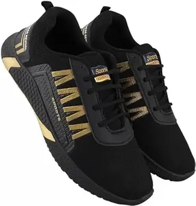 Trendy Latest Stylish Lightweigh Shoes for MenSports Shoes for MenRunning Shoes for MenSports ShoesWalking Shoes for MenGym Shoes for Men & Boys(93) R Black