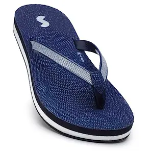 SOLETHREADS GLITZ | Women Slippers |Causal Flip Flop | Flip-Flops | Summer Casual Slipper | Full EVA Slippers | Women Flip-Flops | NAVY | 7UK